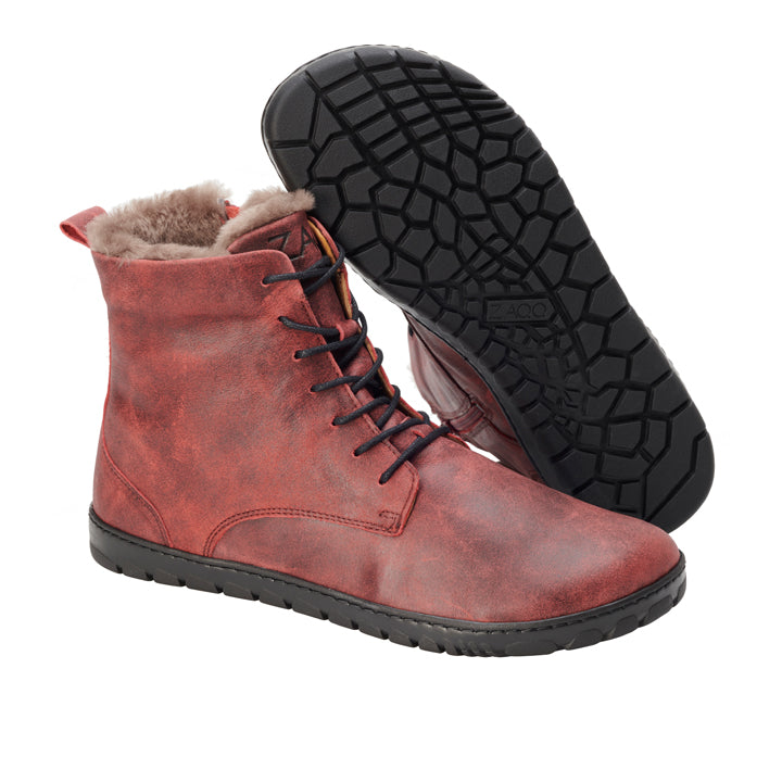 QUINTIC Winter Velours Red - ZAQQ Barfußschuhe